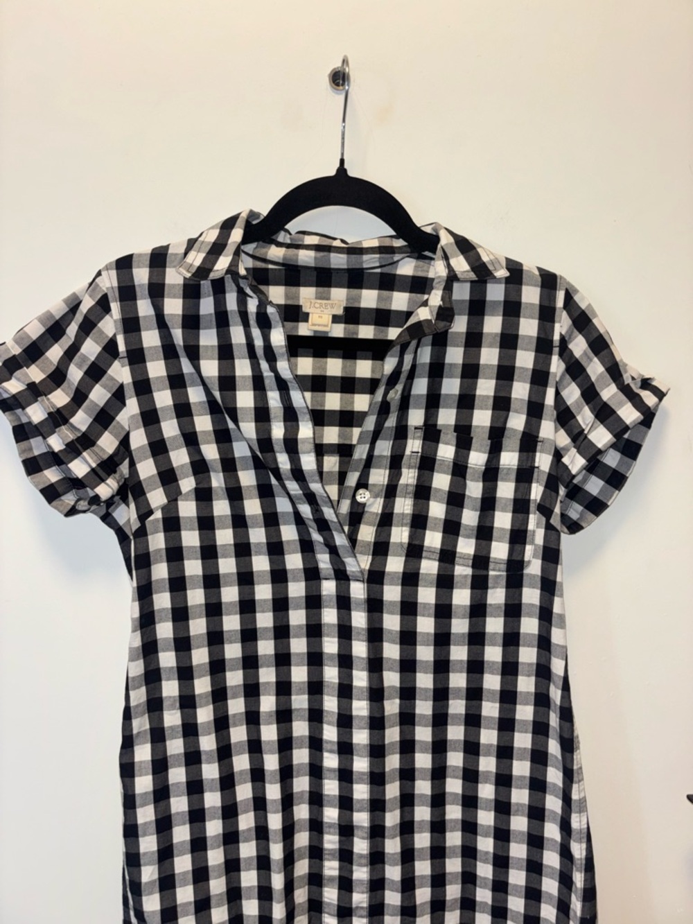 J. Crew B&W Buffalo Plaid Shirt Dress - Picture 5 of 14